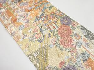 佐賀錦　滝に御所車・花鳥模様織り出し　袋帯